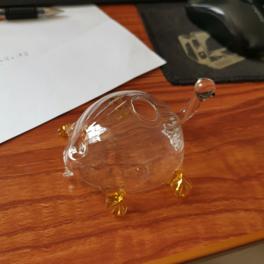 Turtle Shape Hydroponics Plant Water Storage Automatic Water Absorption Transparent Glass Flower Pot