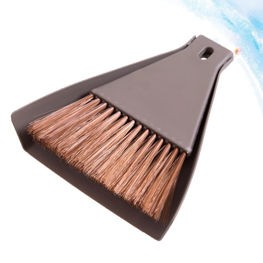 2 Sets Practical Mini Broom and Dustpan Set for Home Desktop Pets Nest Cage Cleaning(1pc Coffee, 1pc Beige)