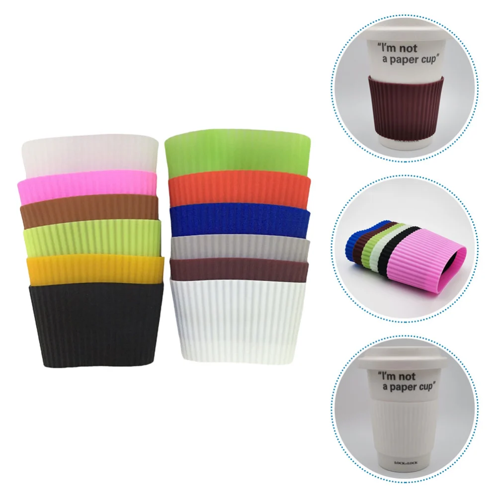 12 Pcs Silicone Cup Protective Sleeve Glass Bottles Cover Simple Cup Sleeves