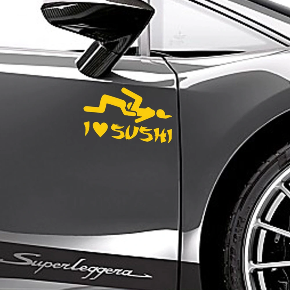 I LOVE SUSHI Decal Funny Car Bumper Sticker Auto Truck Window Laptop Decoration (Yellow)