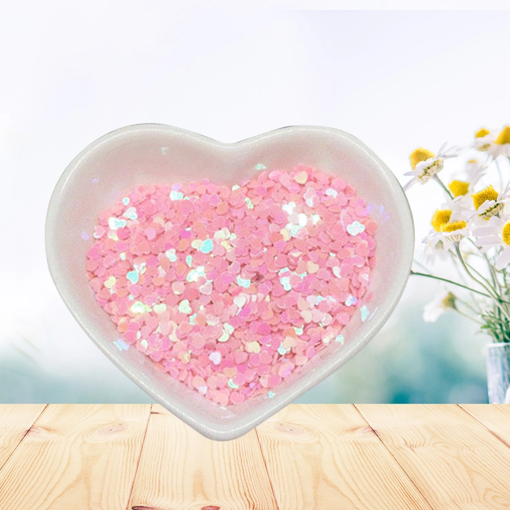 DIY Nail Art Glitter Powder Heart Shaped Shiny Nail Sequin Glitter 50g (Pink)