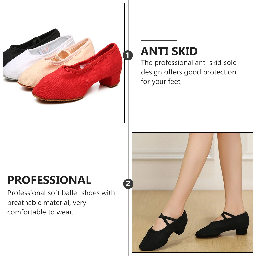 1 Pair Female Sole Low Heel Ballet Dance Shoes Stage Performance Shoes