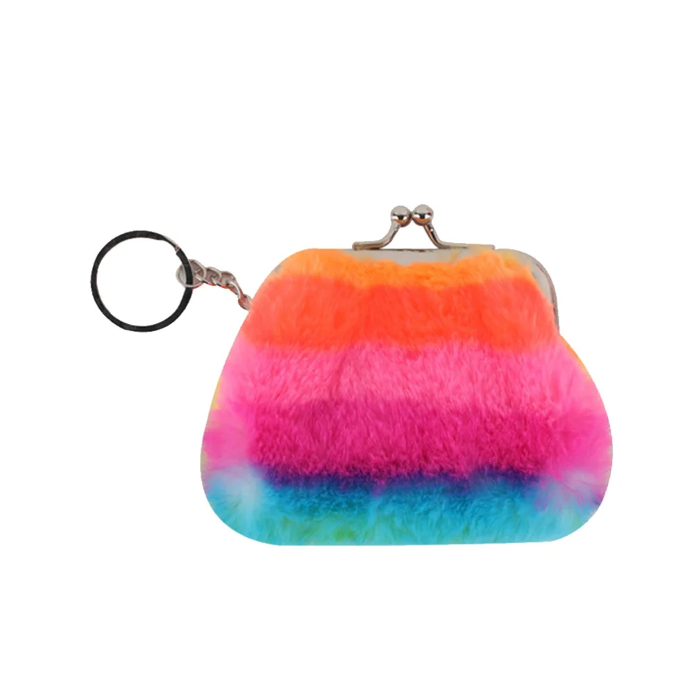 Colorful kids Purse Plush Coin Pouch Small Wallet Girls Fashion Change Bag for Women Ladies (Pink)