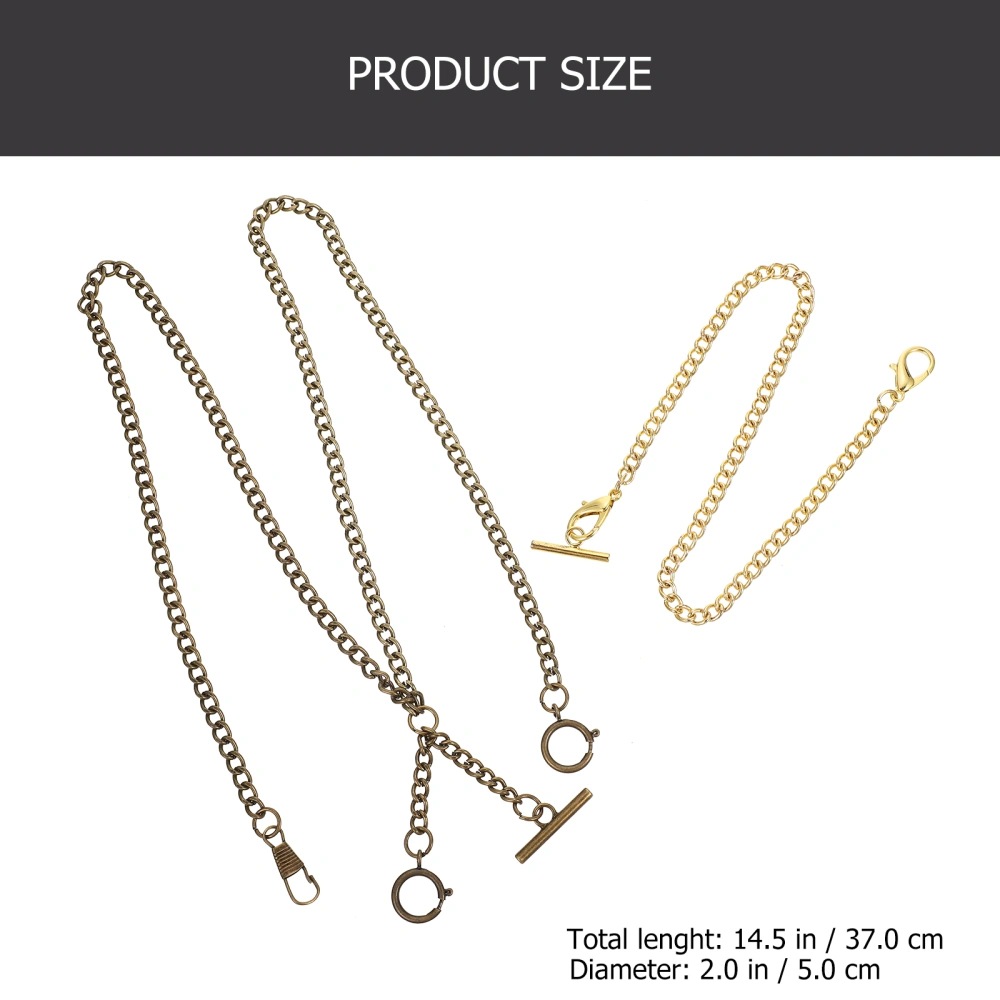 2pcs Pocket Watch Chain Metal Pocket Watch Chain Decoration Fine Polish Vest Chain with Lobster Clip