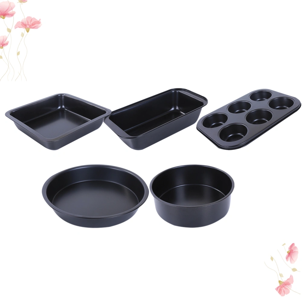 5pcs Baking Tray Set Round Live Bottom Cake Molds Rectangular Oven Toast Box Cake Baking Pan Non-stick Pizza Baking Tray Bakeware