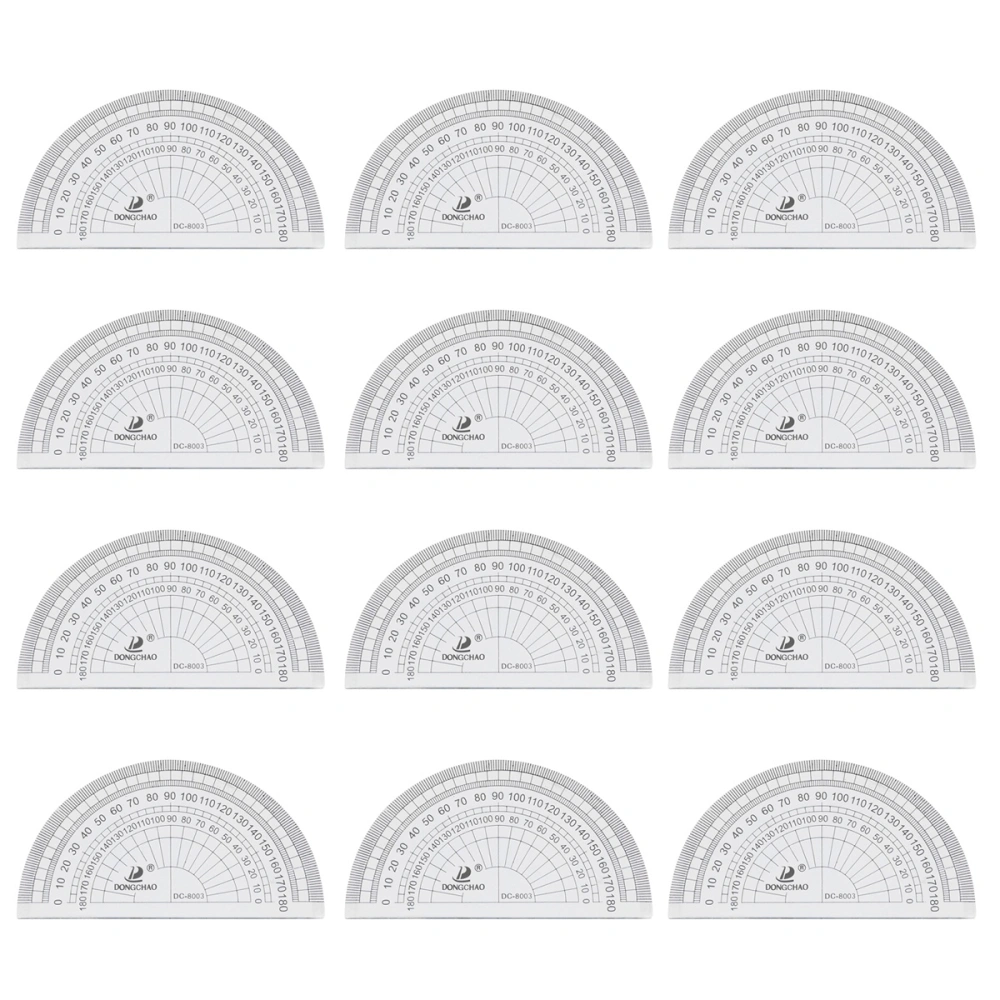 15PCS Clear Plastic Protractor Math Protractor 180 Degree Protractor for Angle Measurement Student School Office