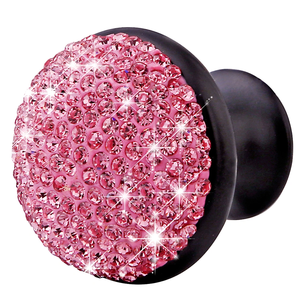 Aluminum Alloy Door Knobs Shining Rhinestone Mushroom Design Pull Handle Creative Drawer Knobs Cabinet Door Handle Furniture Knob with Screws (Pink Black)