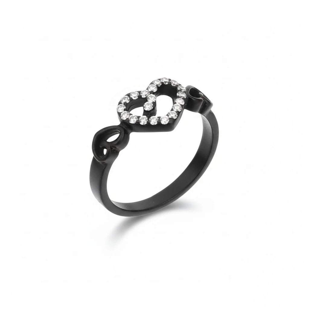 5pcs Fashion Ring Set Alloy Hollow Finger Rings Adjustable Open Rings Statement Jewelry (Black)