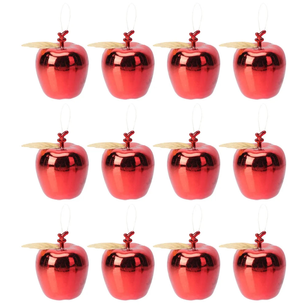 12pcs Christmas Tree Hanging Ornaments Xmas Tree Apple-shape Pendants Xmas Decor