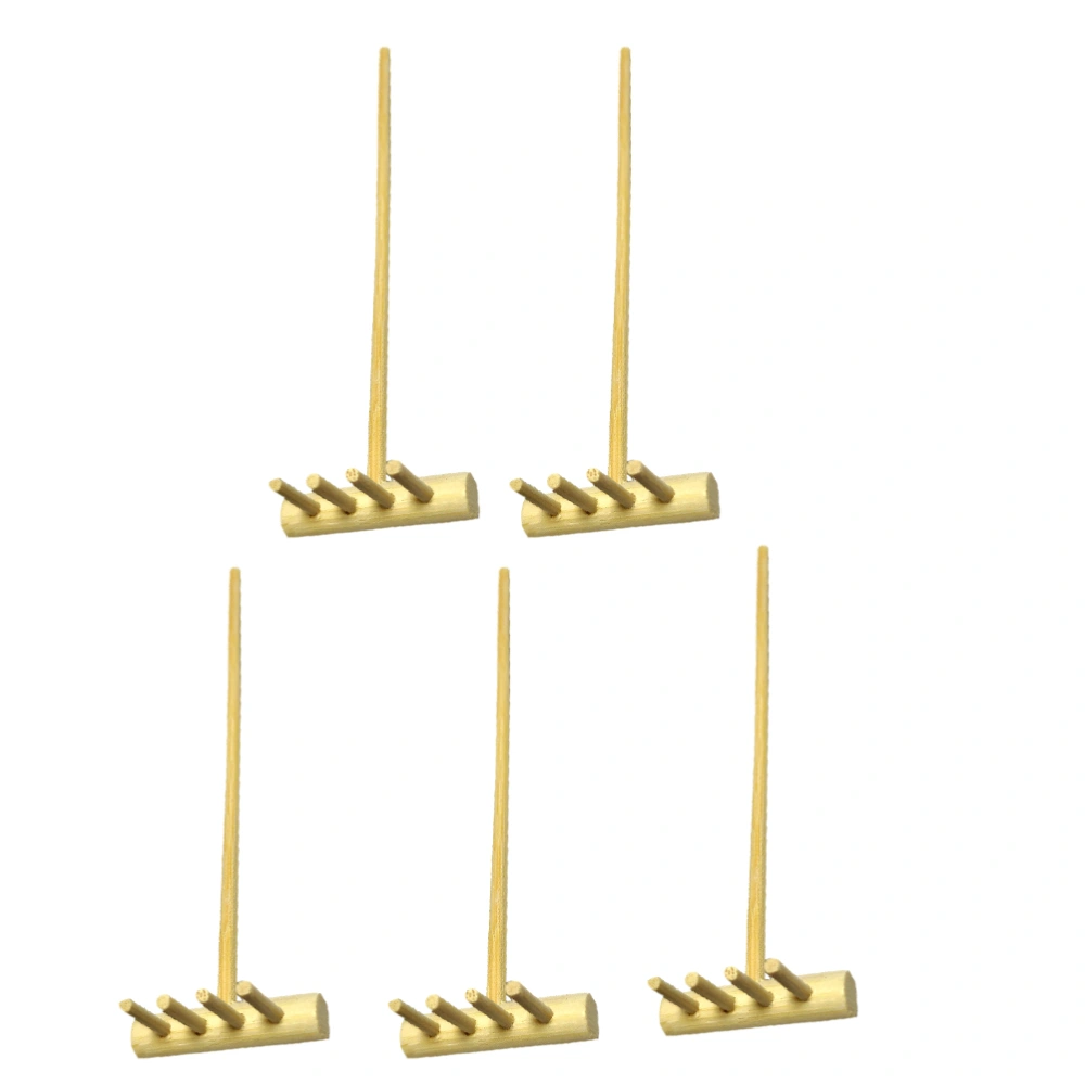 5Pcs Bamboo Rake Four Teeth Sand Rake Bamboo Desktop Decoration Sand Table Accessories Mini Rake