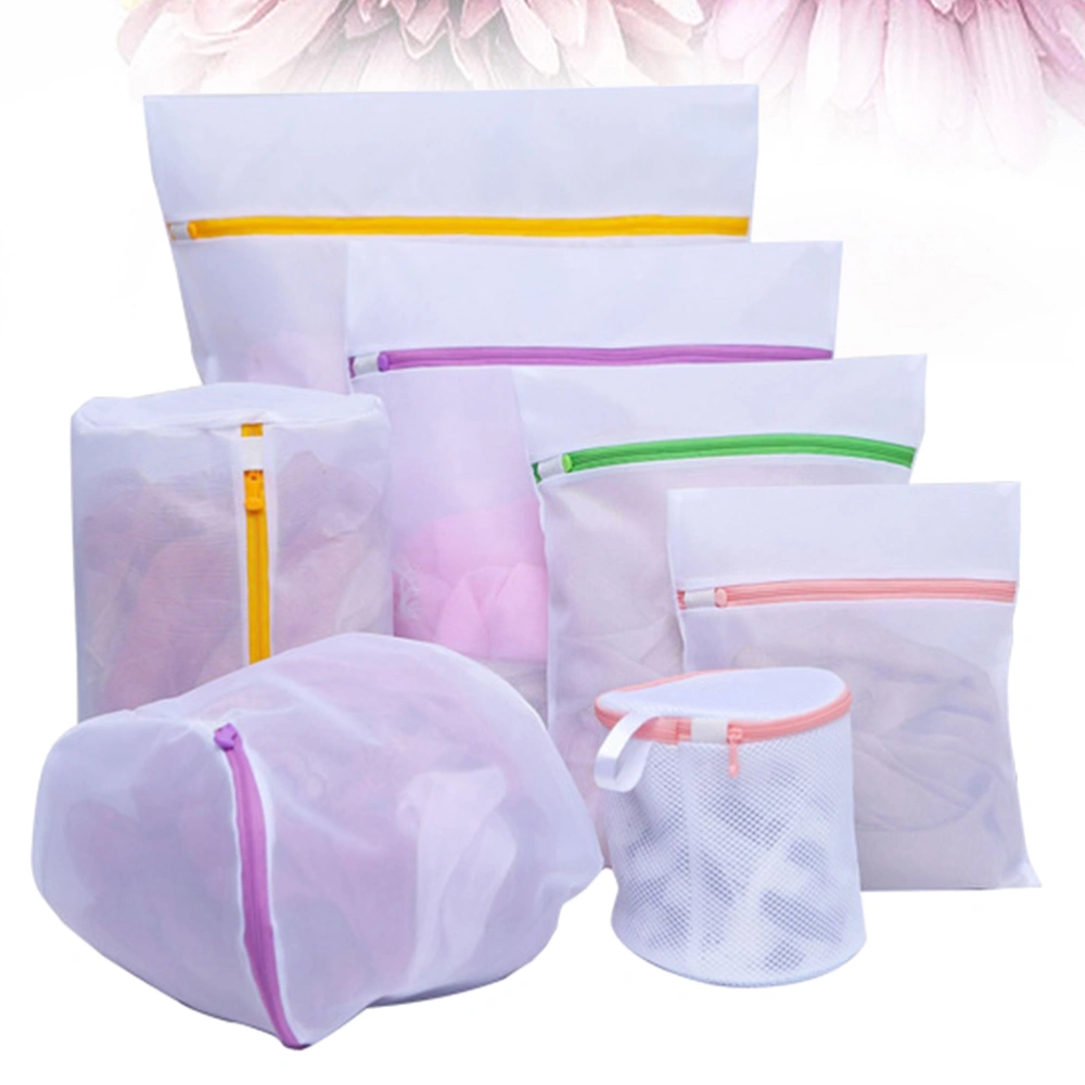 7 Pcs/1 Set Household Zippered Laundry Bags Delicate Bra Lingerie Panties Washing Bags Underwear Clothes Storage Pouch for Home (Random Color for Zipper)