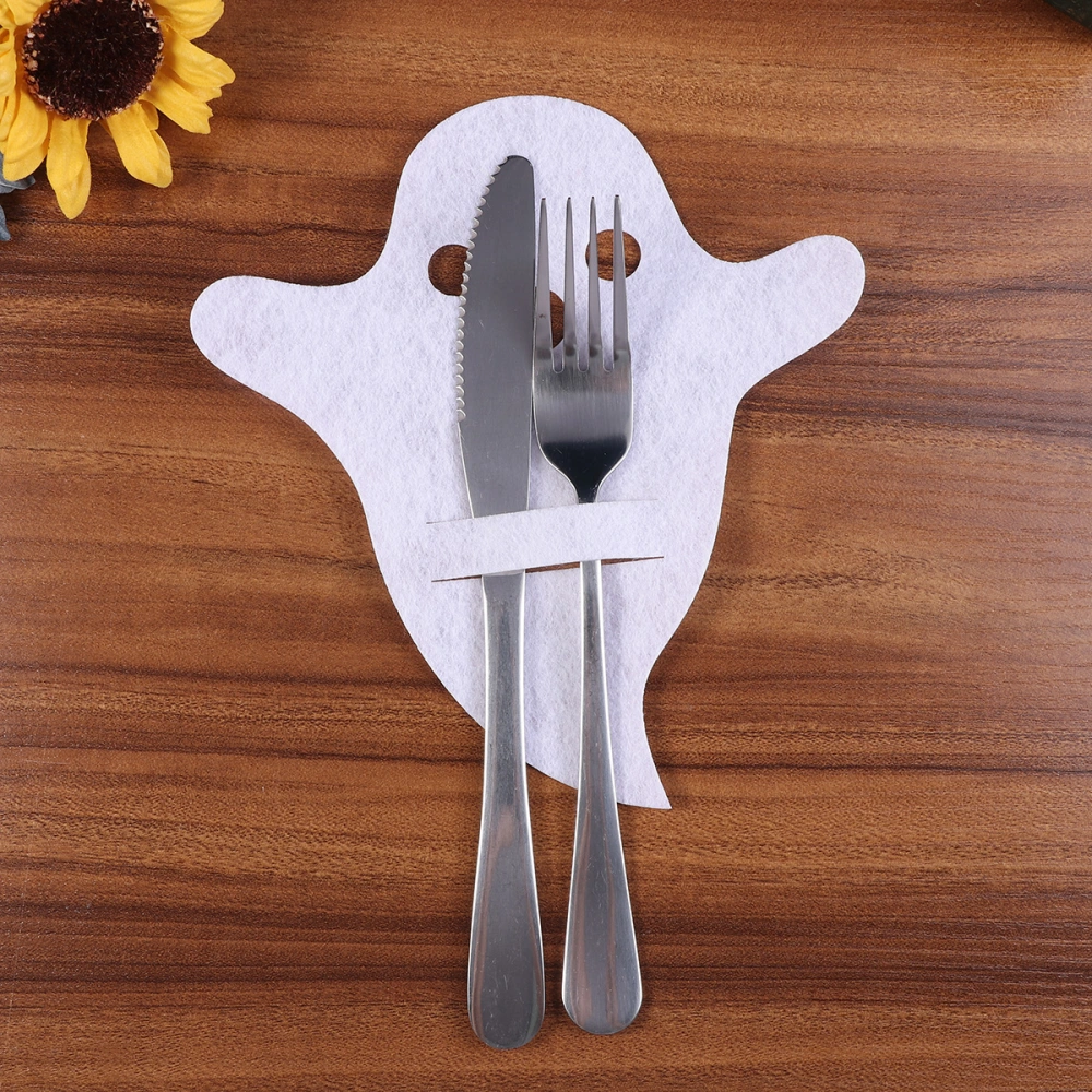 Halloween Fork Placemat Ghost Shape Heat-resistant Coasters Felt Table Mats Decor Party Supplies