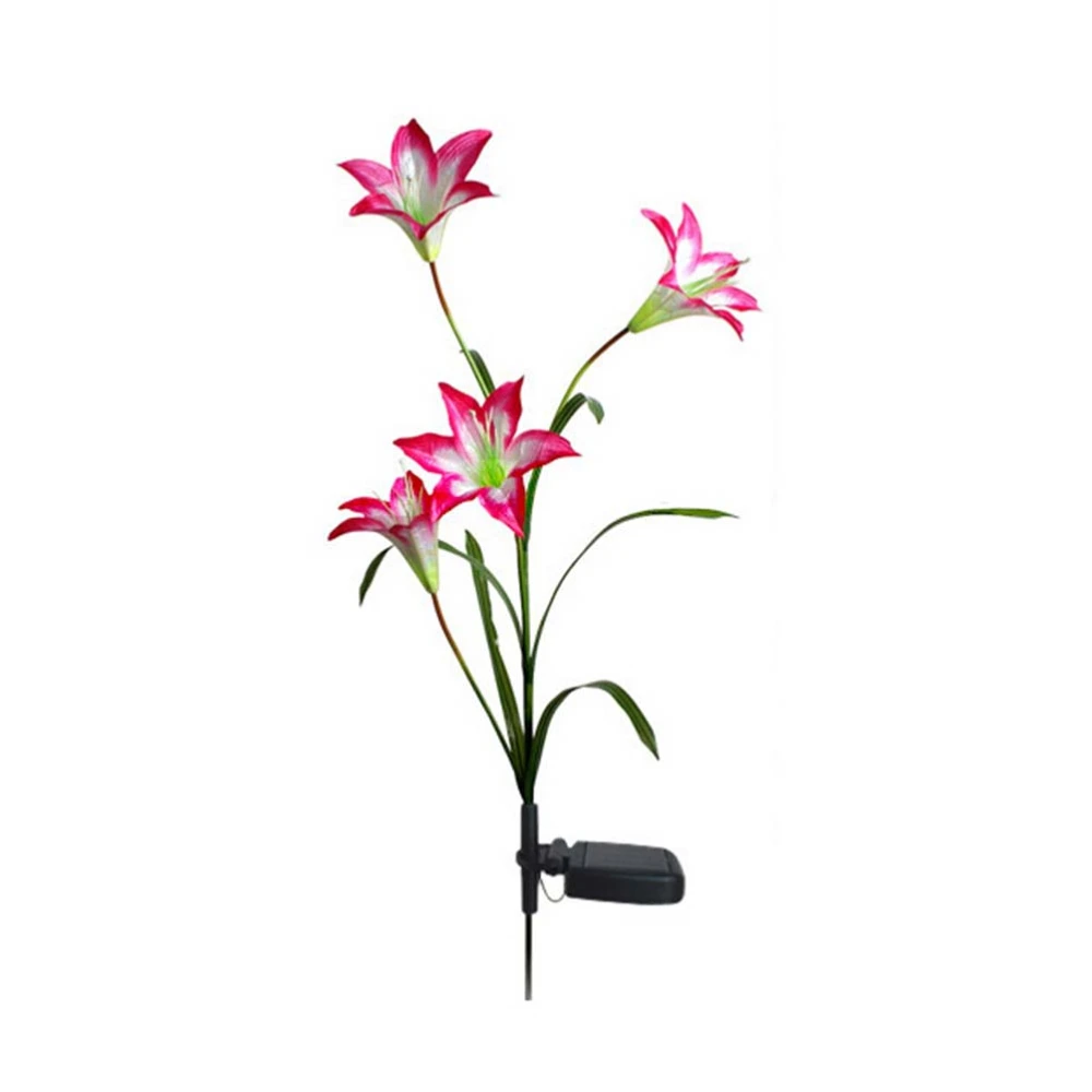 Garden Stake Light Solar Landscape Outdoor LED Light Simulated Lily Flower Decoration for Patio Lawn Garden Pathway Driveway