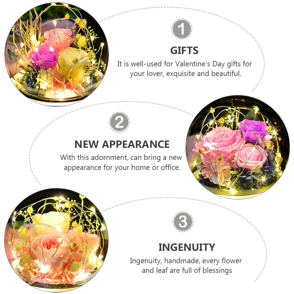 1PC Immortal Flower Rose Glass Cover Gift Box Creative Gift (Assorted Style)