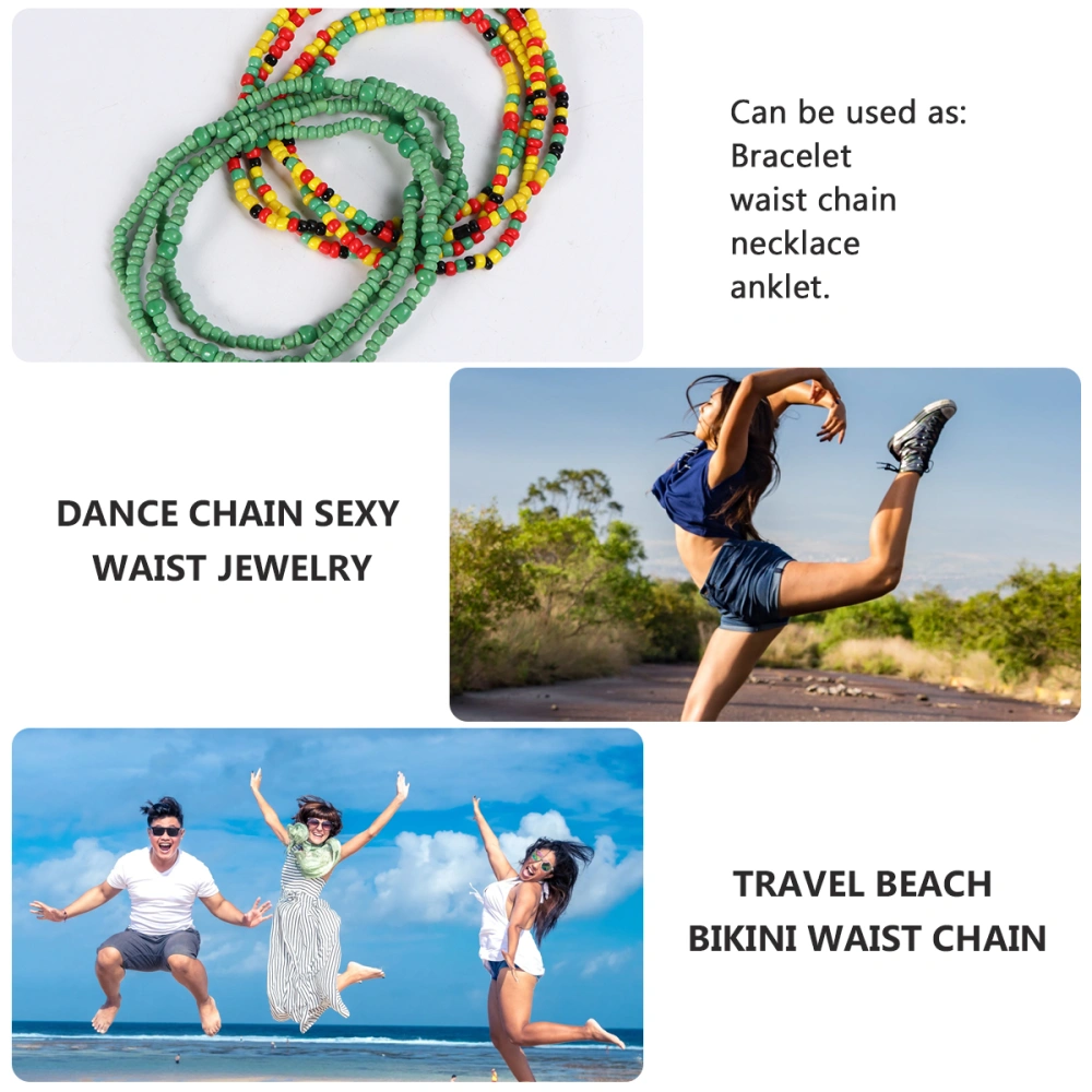 Waist Chains Handmade Beach Bead Belly Decorative Waist Chains Bikini Jewelries Waist Chains for Woman (Green Colour Scheme Set)