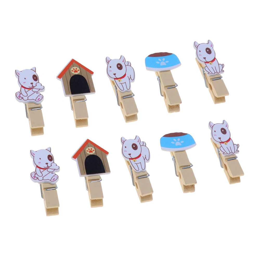 10Pcs Dog Shaped Photo Clip Wood Clips  DIY Postcard Party Decor Office Supplies for Photo Meassage