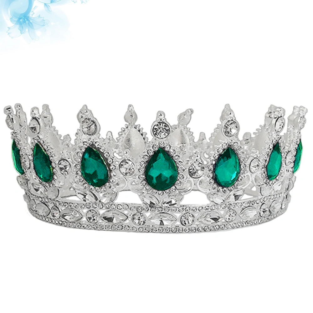 Elegant Bride Crown Wedding Headdress Charming Headwear Wedding Dress Accessories Party Hair Ornament for Women Female (Silver and Green)