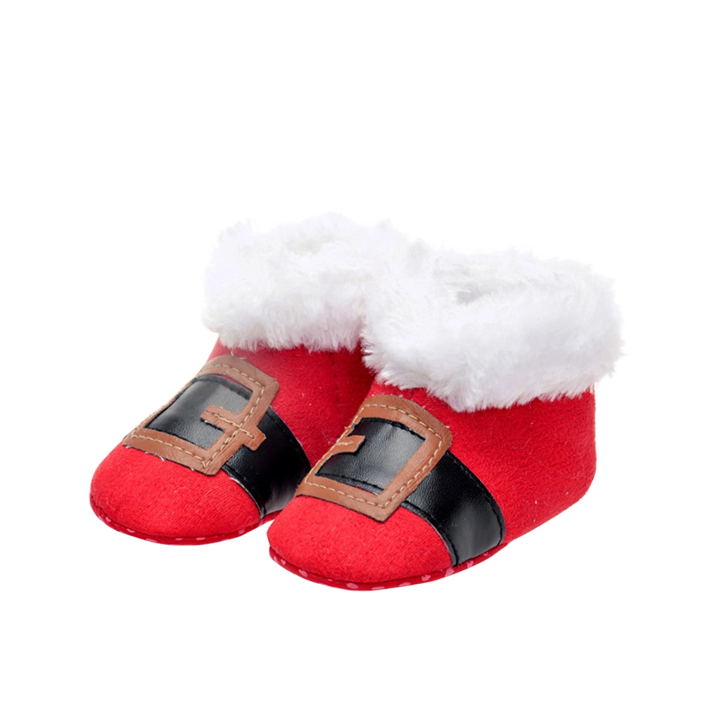 1 Pair Christmas Warm Coral Fleece Walking Boots Winter Shoes for 0-1 Year Old Kids Baby Infants (Red HSY200 1 Yards)