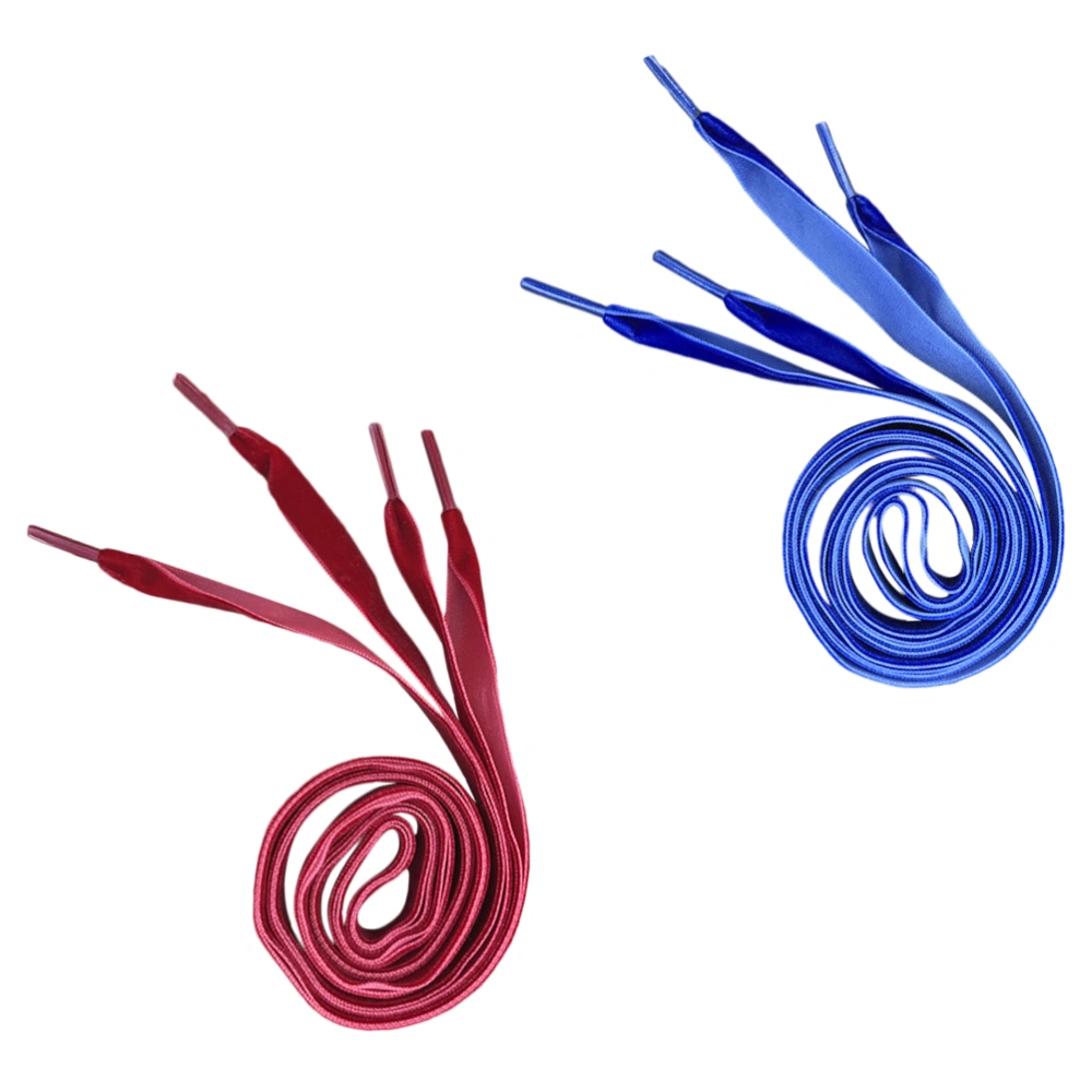 2 Pairs 1.6cm Wide Shoelaces Wide Flat Shoe Lace Shoe Strings Shoe Accessories (Claret 100cm + Blue 100cm)