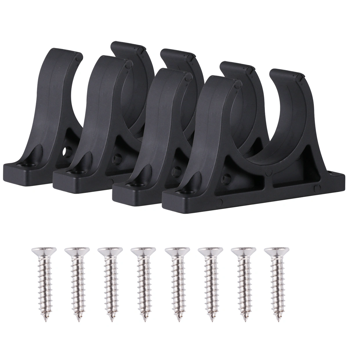 4PCS Plastic Boat Paddle Fixed Buckle Kayak Paddle Holder with 8PCS Screws (Black)