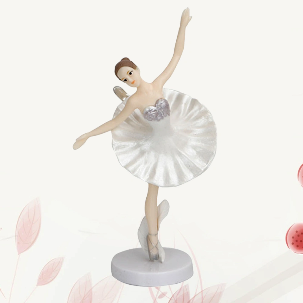 Ballet Girl Figurines Dancing Girl Sculpture Home Ornament Resin Decoration Festival Birthday Gift European Style Statue (White/Random Posture)