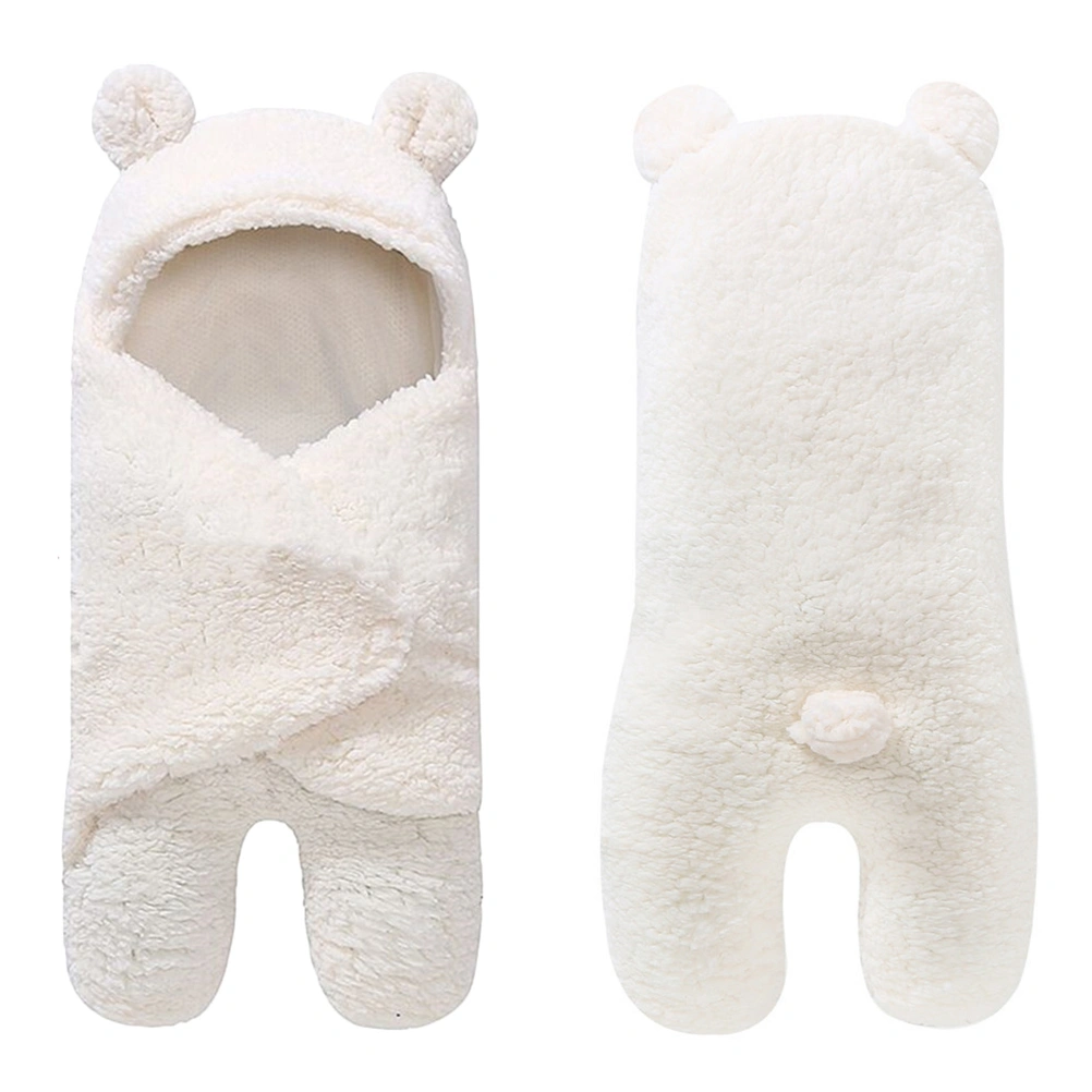 Adorable Baby Sleeping Blanket Warm Newborn Baby Berber Fleece Sleeping Bag Wrap Swaddle for Baby Infant Newborn (Beige)
