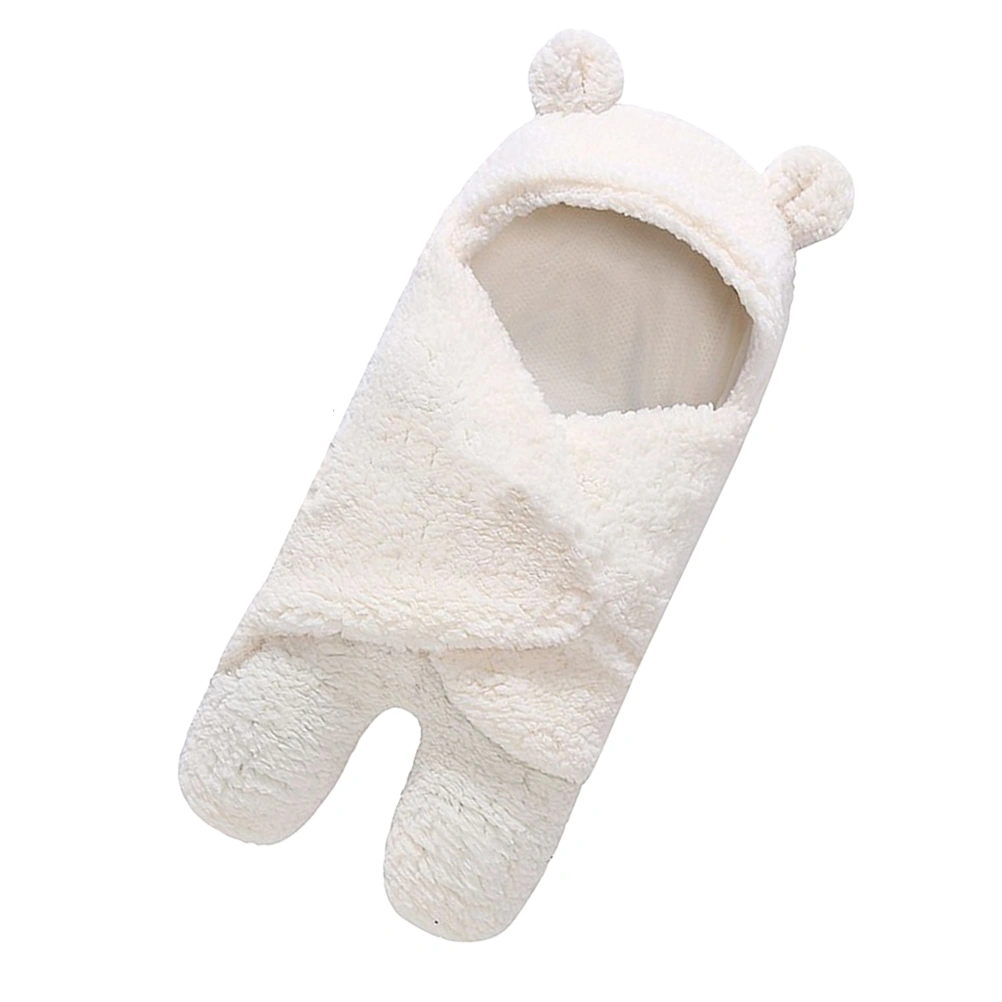 Adorable Baby Sleeping Blanket Warm Newborn Baby Berber Fleece Sleeping Bag Wrap Swaddle for Baby Infant Newborn (Beige)