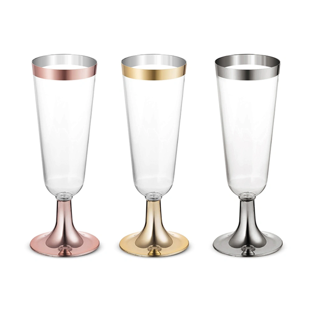 10pcs of One Set 160ML Creative Plastic Cups Disposable Champagne Cocktail Goblet Wedding Party Drink Cups for Bar Restaurant (Rose Golden)