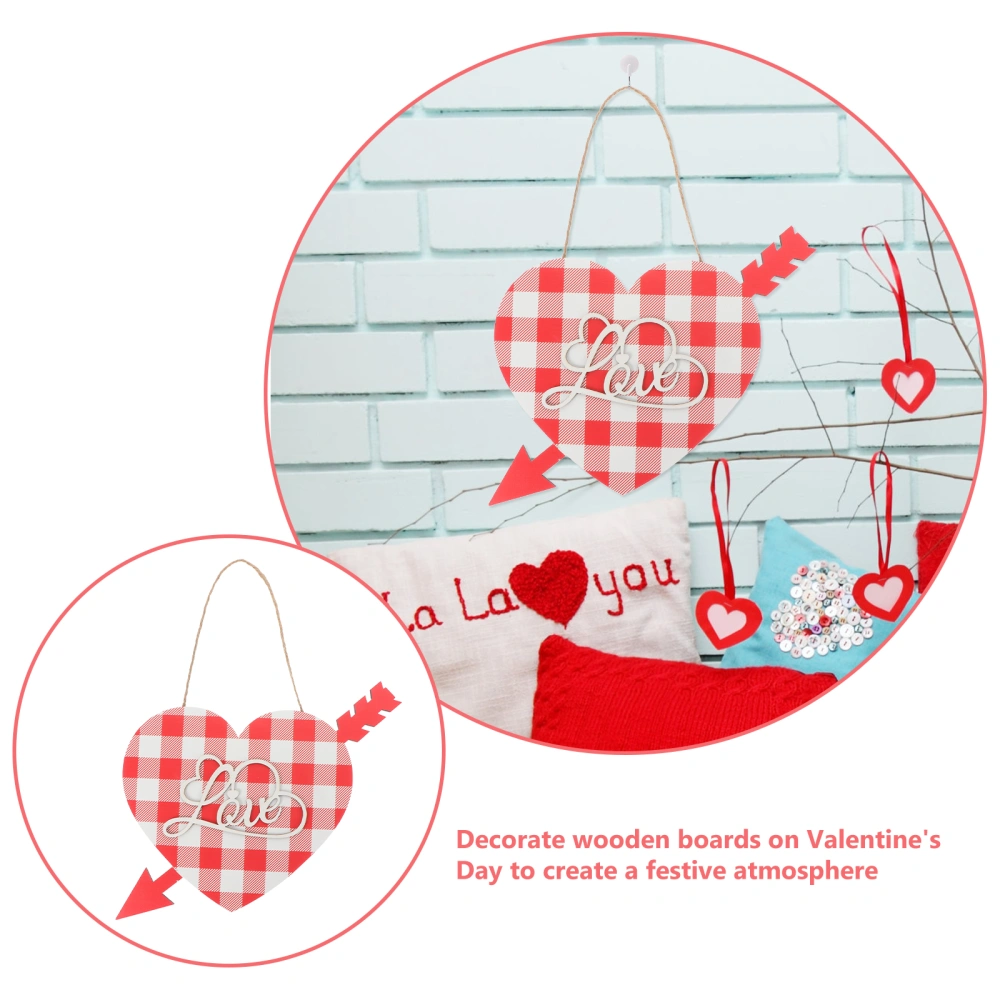 Valentine's Day Heart Shaped Adornment Wooden Hanging Decor Home Pendant