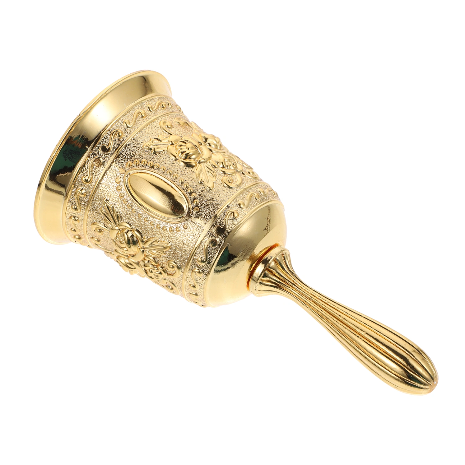 1Pc European Relief Art Hand Bell Restaurant Counter Pass-through Bell (Golden)