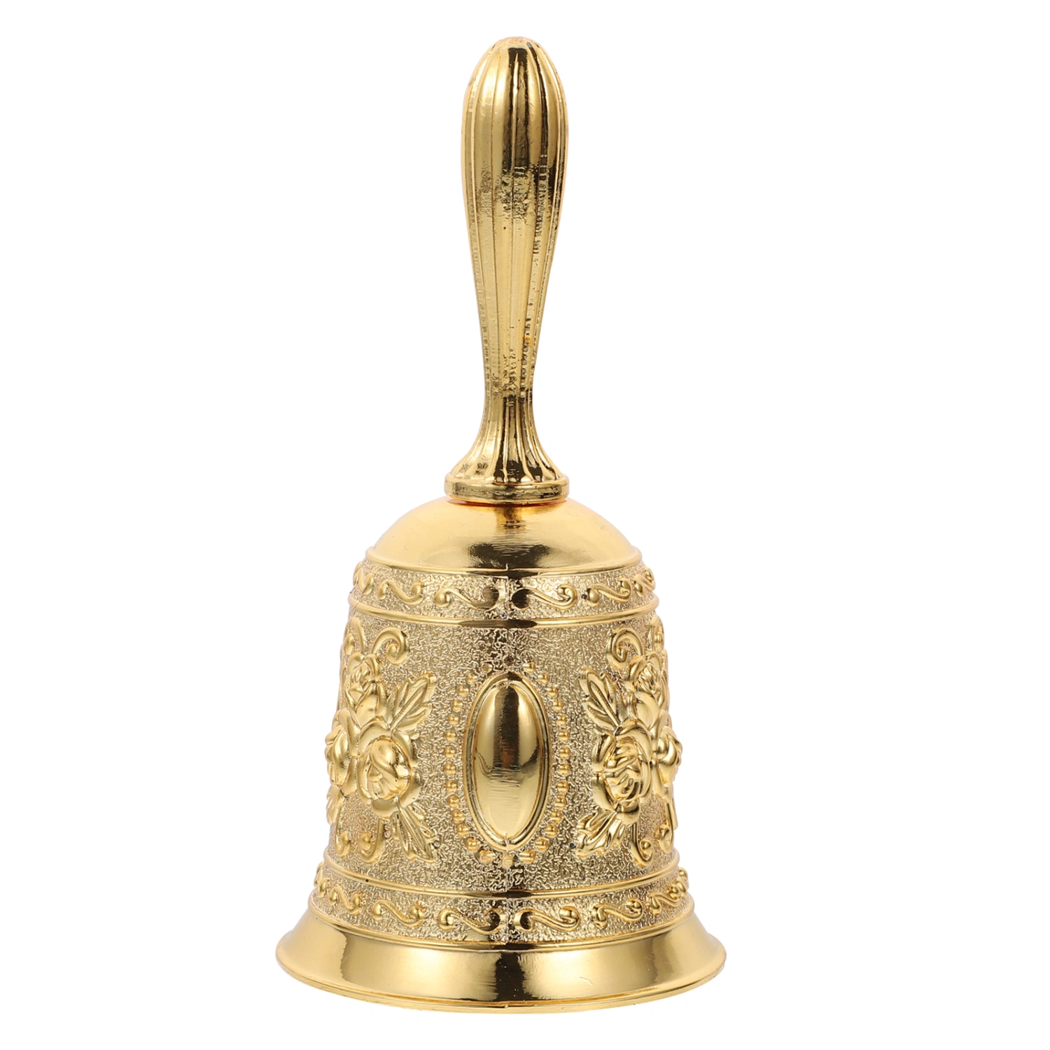 1Pc European Relief Art Hand Bell Restaurant Counter Pass-through Bell (Golden)