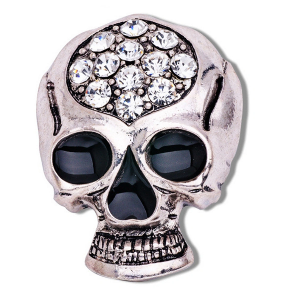 Skull Bones Brooch Pin Crystal Breastpin for Evening Party Costume (X1515, Silver)