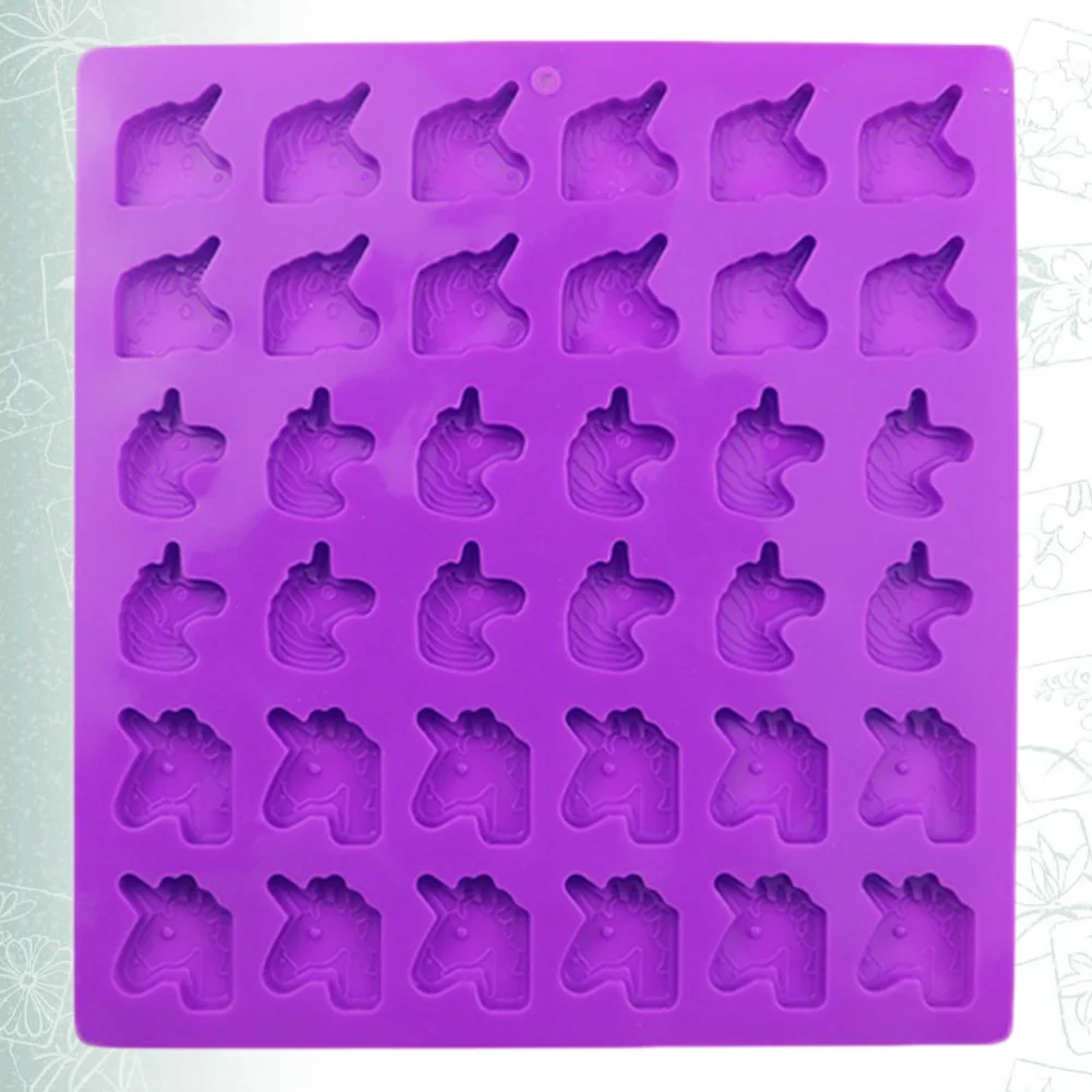 36 Case Unicorn Mold Silicone Mold Adorable Ice Grid Ice Cream Mold Portable Baking Mold for Home Shop DIY (Purple)