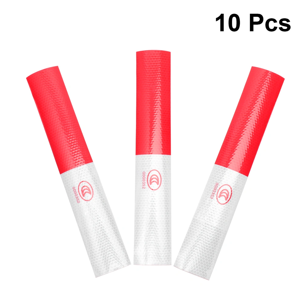 10pcs Truck Reflective Mark Sticker White and Red Safety Warning Mark Car Styling Tape Sticker(White Red)