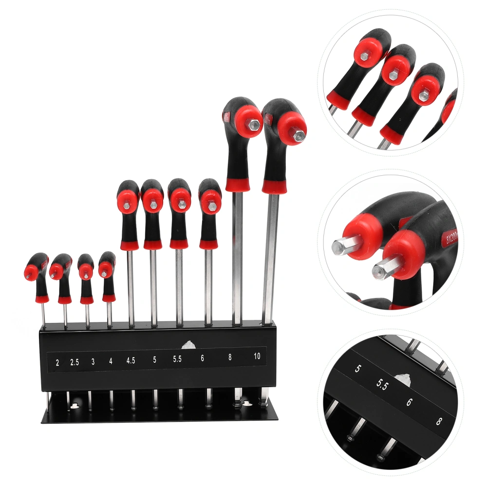 10pcs T-handle Hexagonal Wrenches Practical T-Type Wrenches with Bracket