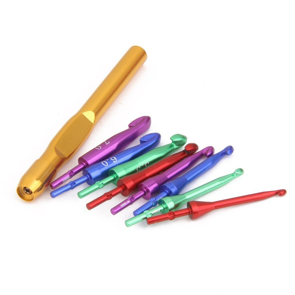 Mixed Aluminum Handle Crochet Hook Knitting Set & Knitting Crochet Locking Stitch Markers