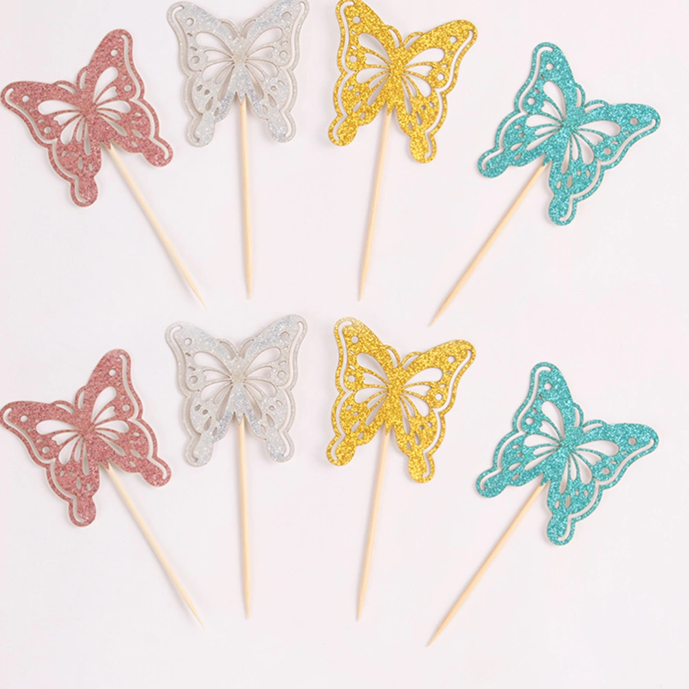 40pcs Glitter Butterflies Cake Picks Butterflies Toppers Wedding Birthday Decors