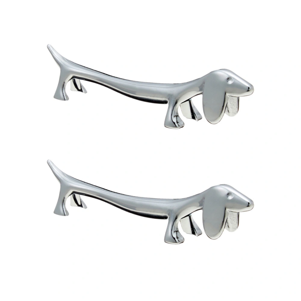 2PCS Chopsticks Rest Silver Animal Chopsticks Stand Rack Spoon Fork Holder for Home Hotel (Dog Shape)