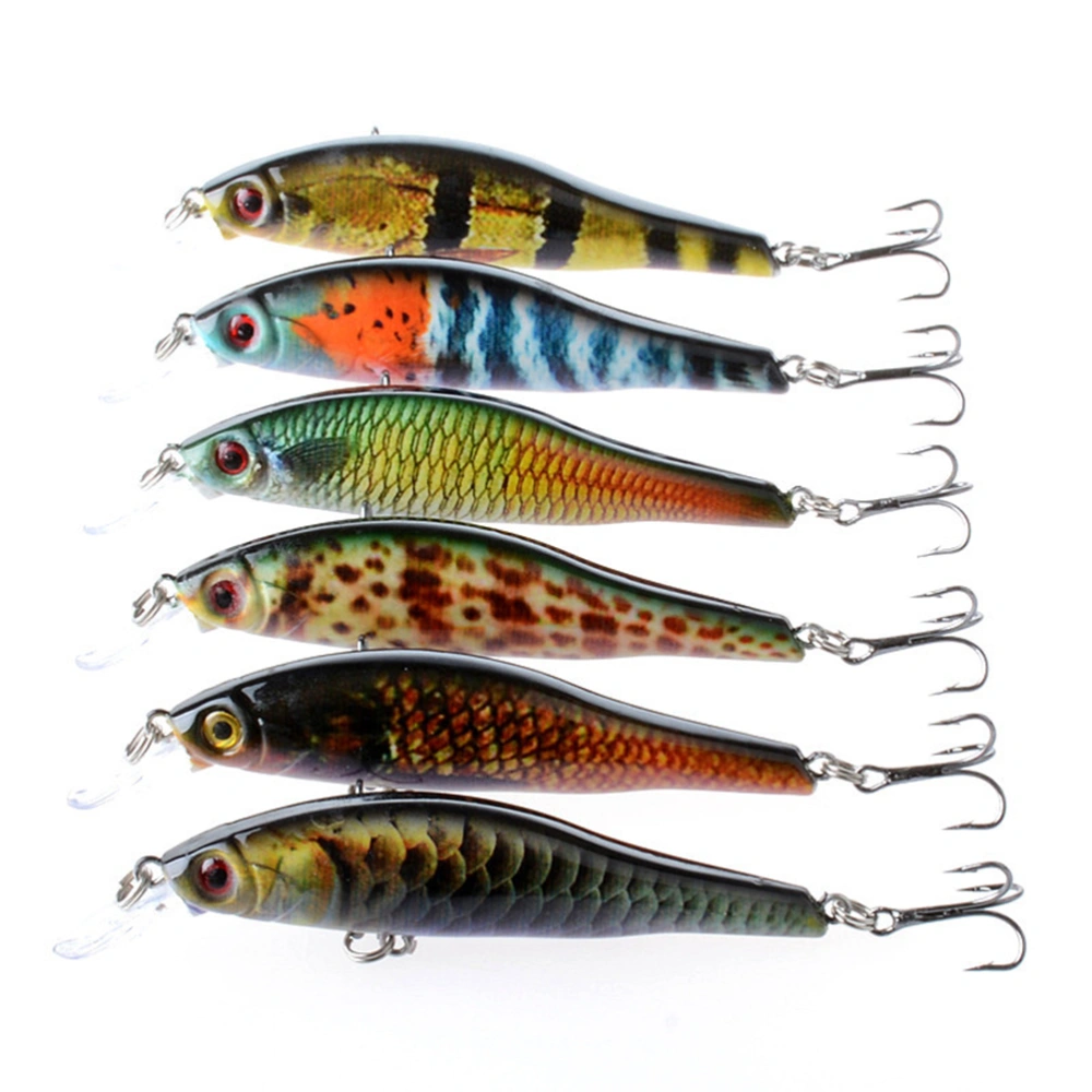 6 Pcs Lifelike Plastic Fishing Lures Bass Colorful Crankbait Kit Saltwater freshwater Fishing Topwater Fishing Tackle Hooks