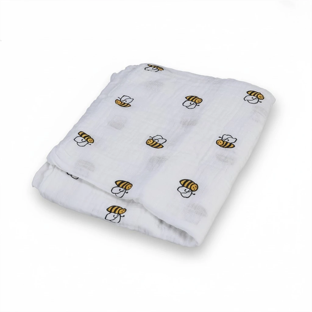 Baby Swaddle Blankets Muslin Newborns Infant Shower Receving Blanket (Bees)