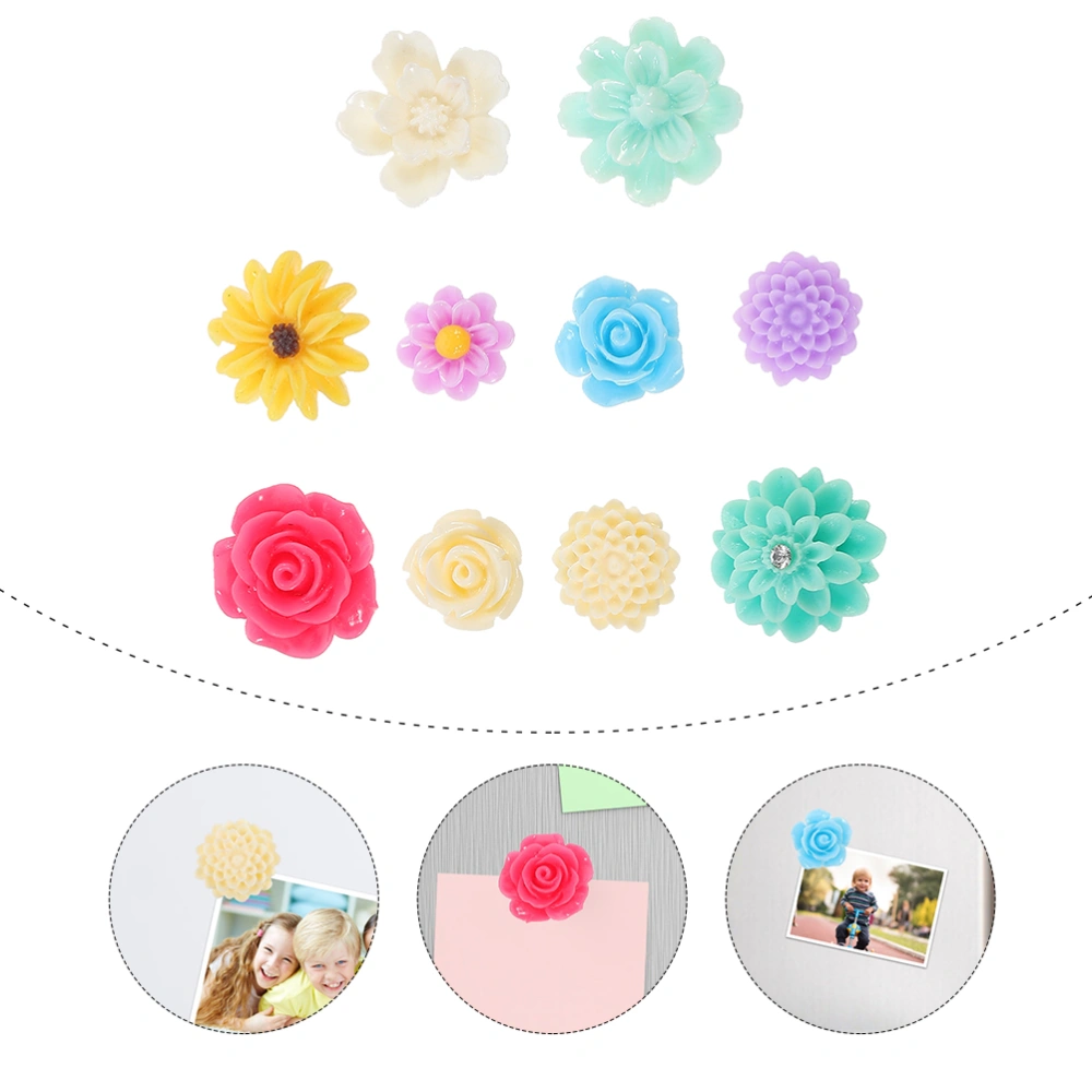 10pcs Fridge Magnets Flower Fridge Magnetic Sticker Creative Fridge Decoration