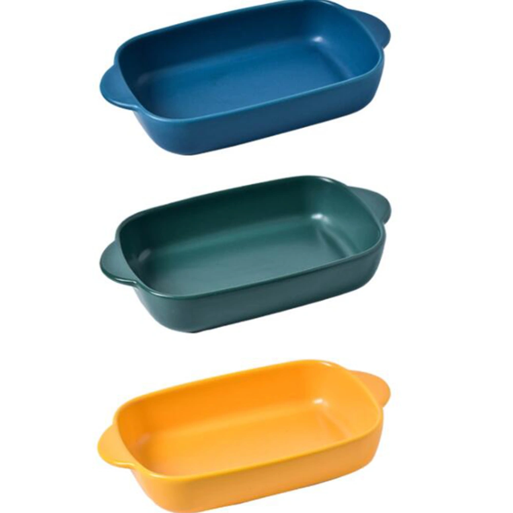 Creative Ceramics Baking Tray Practical Household Baking Plate Cake Bread Baking Tray for Home Kitchen Bakery (Green)