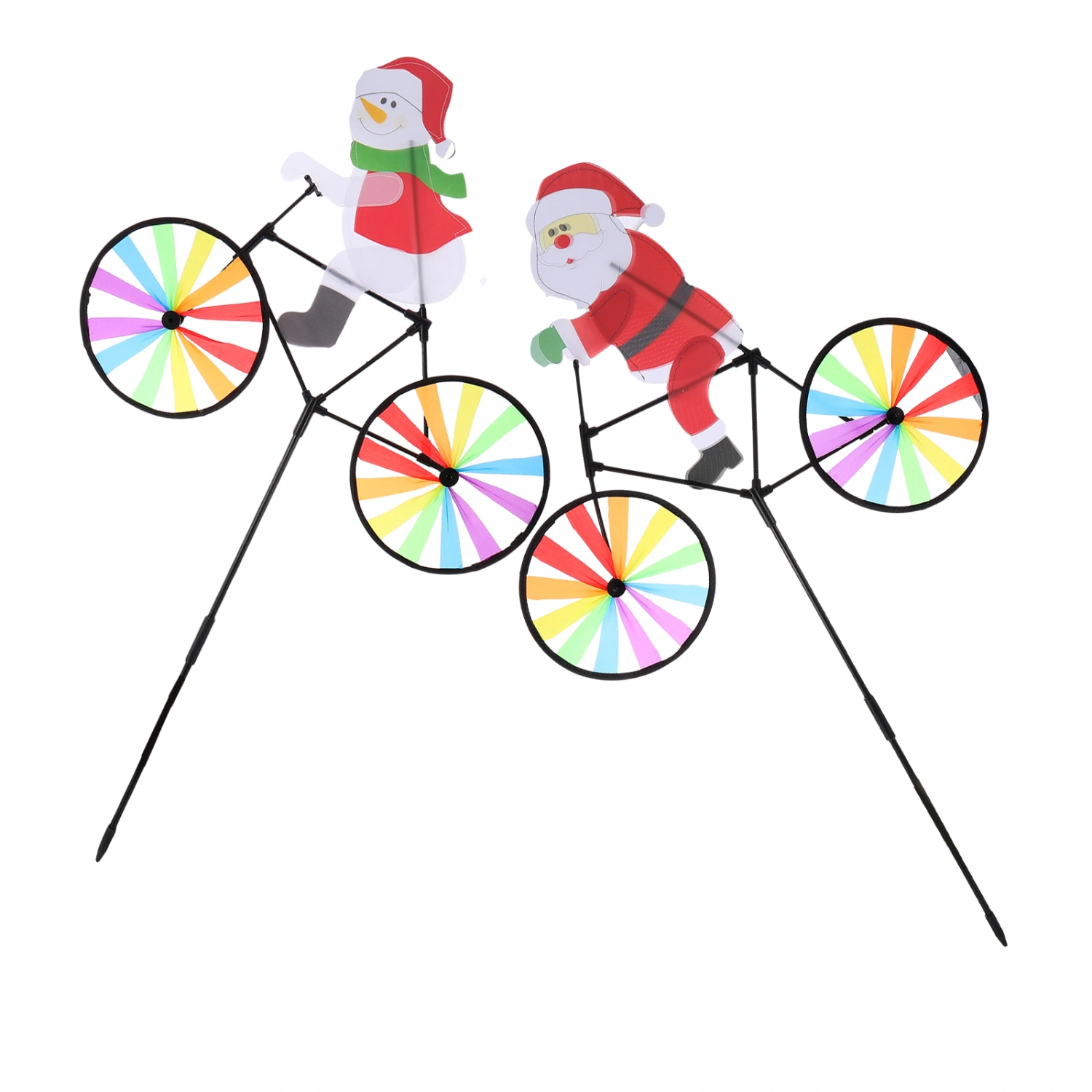 2pcs Christmas Garden Windmill Snowman Santa Wheel Wind Random Pattern