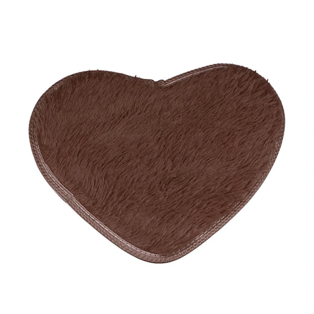 Sweet Heart Shape Fluffy Floor Mat Non-slip Area Rugs Carpet for Bedroom Dinning Room 30 x 40cm (Coffee)