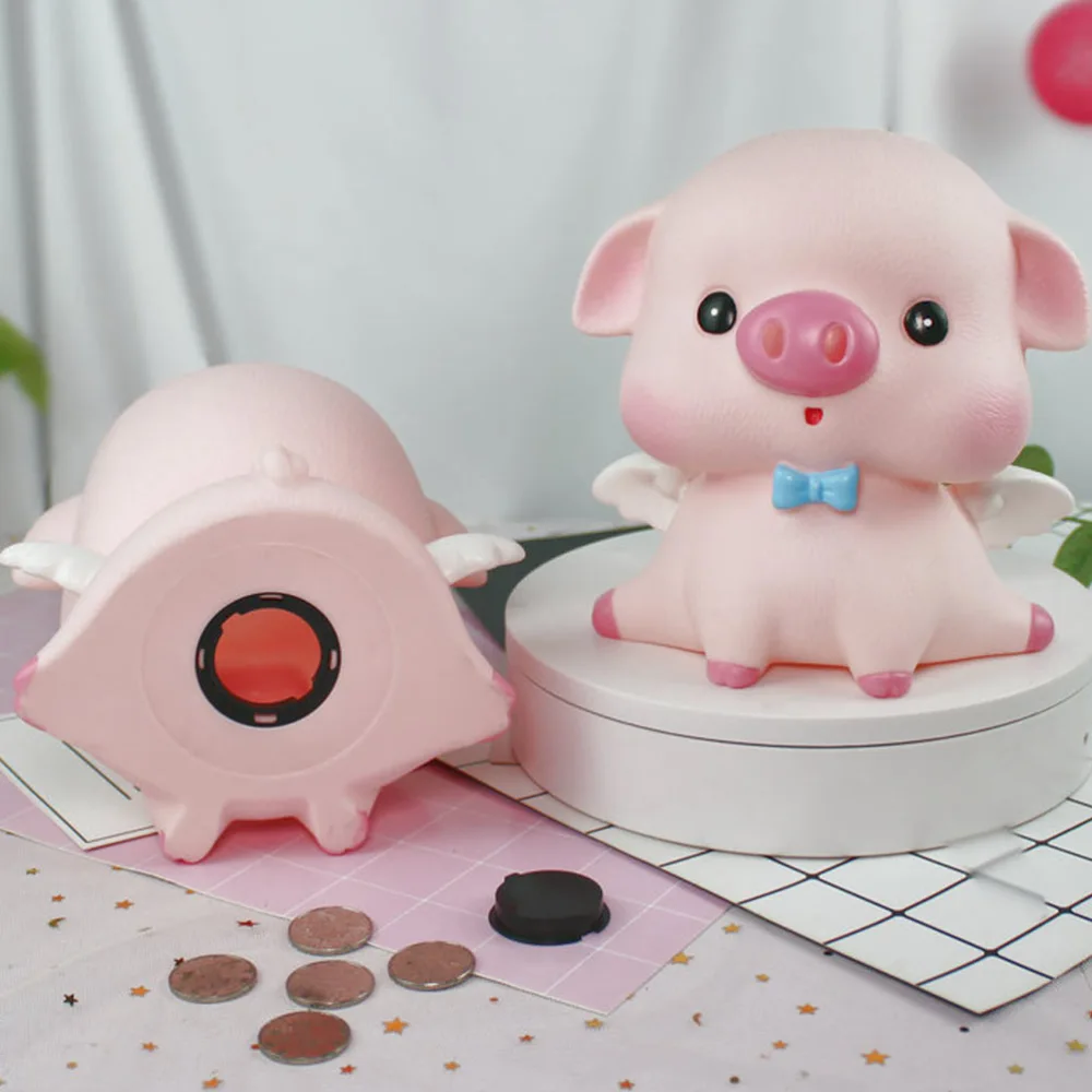 Adorable Piggy Bank Angel Pig Shaped Saving Pot Creative Desk Adornment