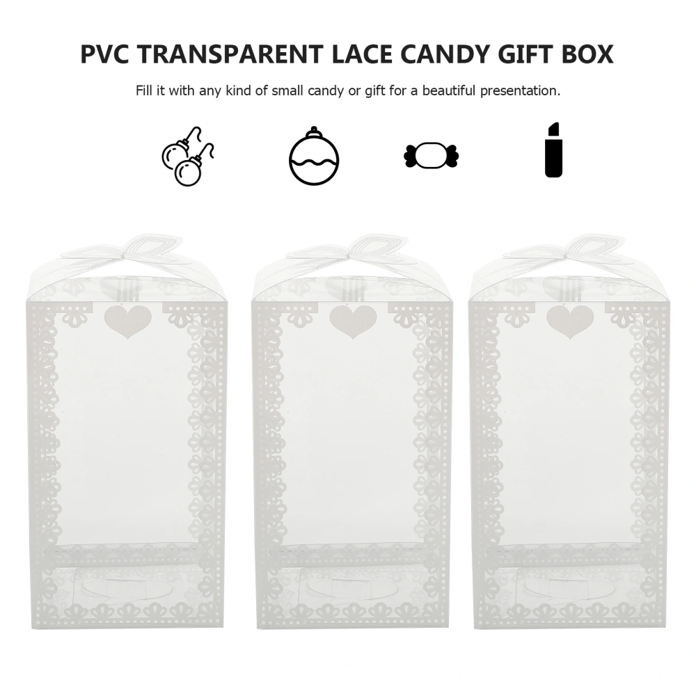 50Pcs PVC Transparent Boxes Wedding Candy Packaging Boxes Bowknot Gift Boxes