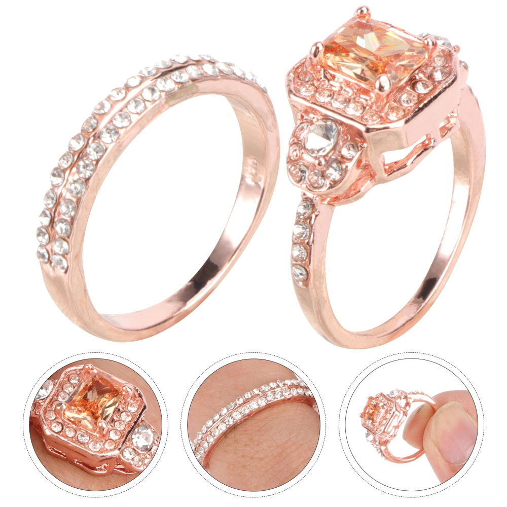 1Pc Rose Gold Couple Ring Elegant Finger Ring Alloy Ring Fashion Finger Jewelry