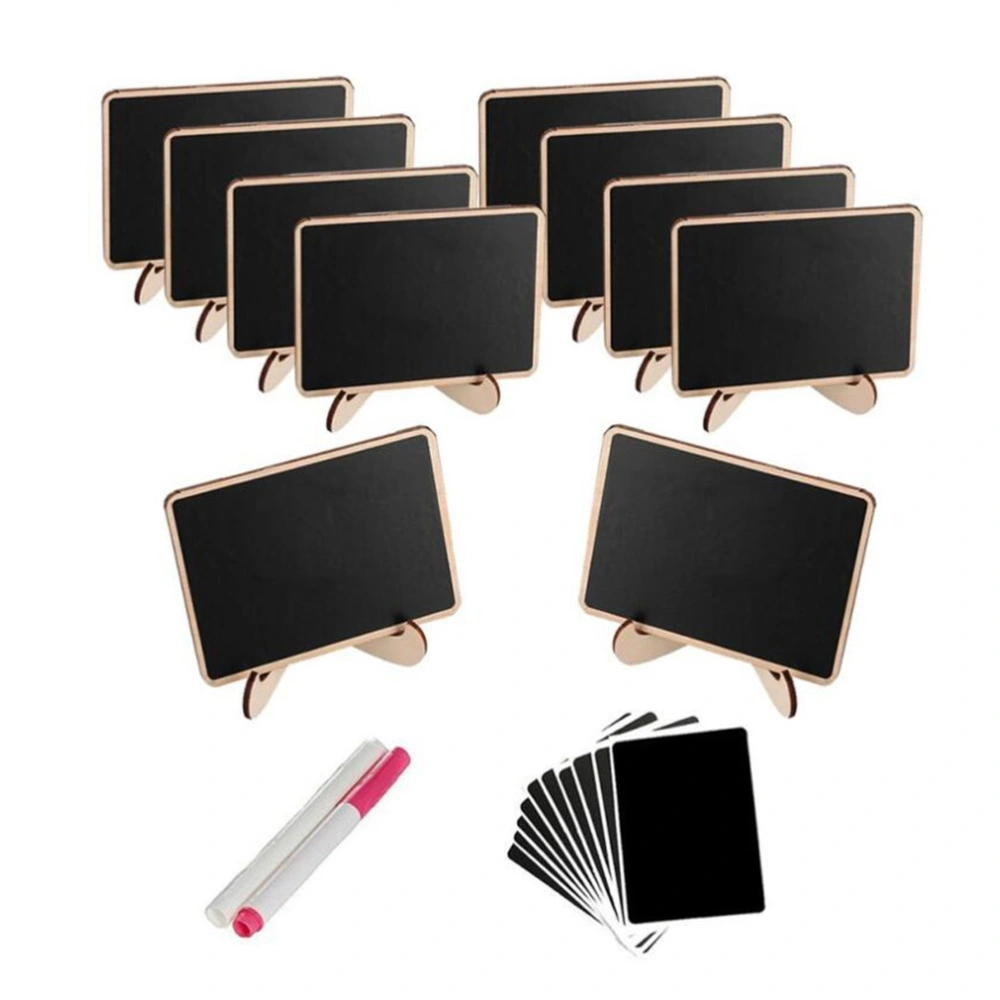 Mini Chalkboards with Support Wood Message Board Signs Dinner Party Table Decoration Blackboard (10pcs Blackboard and 10pcs Film and 2 Liquid Pen)