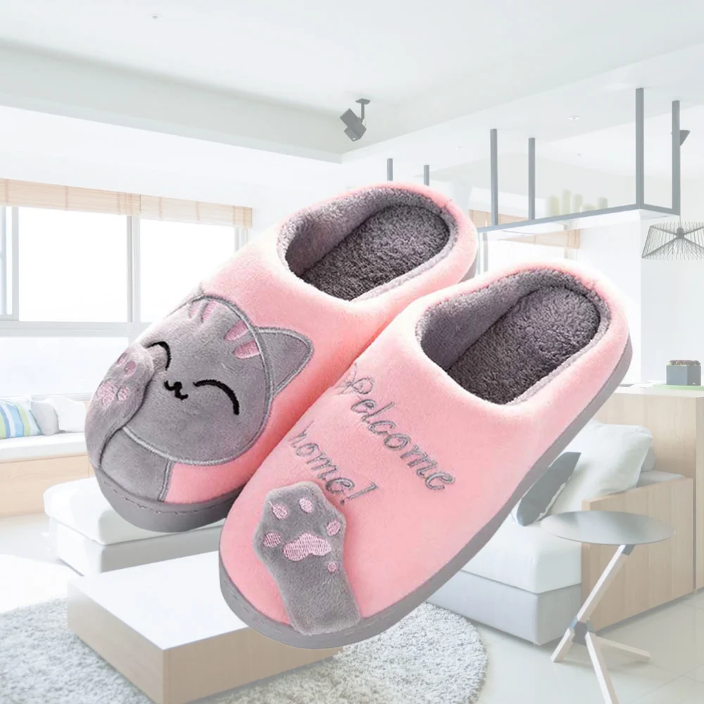 Woman Cotton Slippers Winter Warm Skid Resistance Slippers Home Slippers for Woman Girl (Pink, S Size, Shoes Mark: 36-37 yards, but Suitable for 35-36 yards)