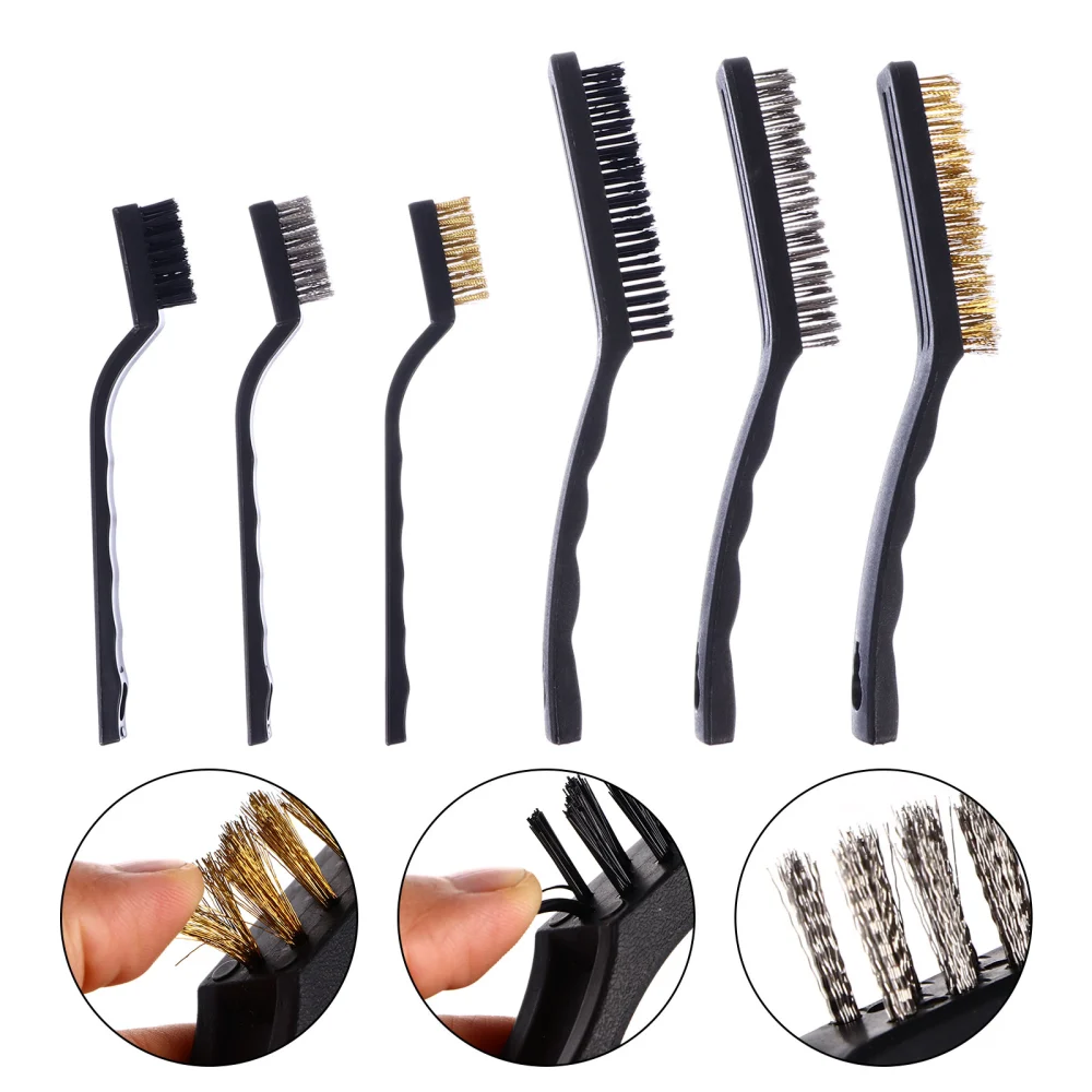 2 Sets/6pcs Wire Brushes Scratch Brushes Curved Handle Brushes Wire Bristle